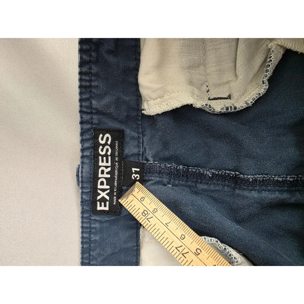 Express Mens Chino Shorts Size 31 Blue Cotton Twill Casual Summer Flat Front